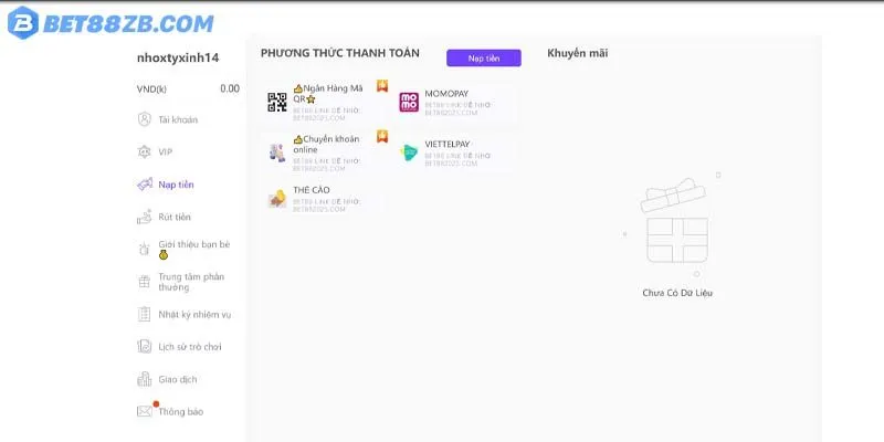 Điều kiện để hội viên thực hiện nạp tiền BET88